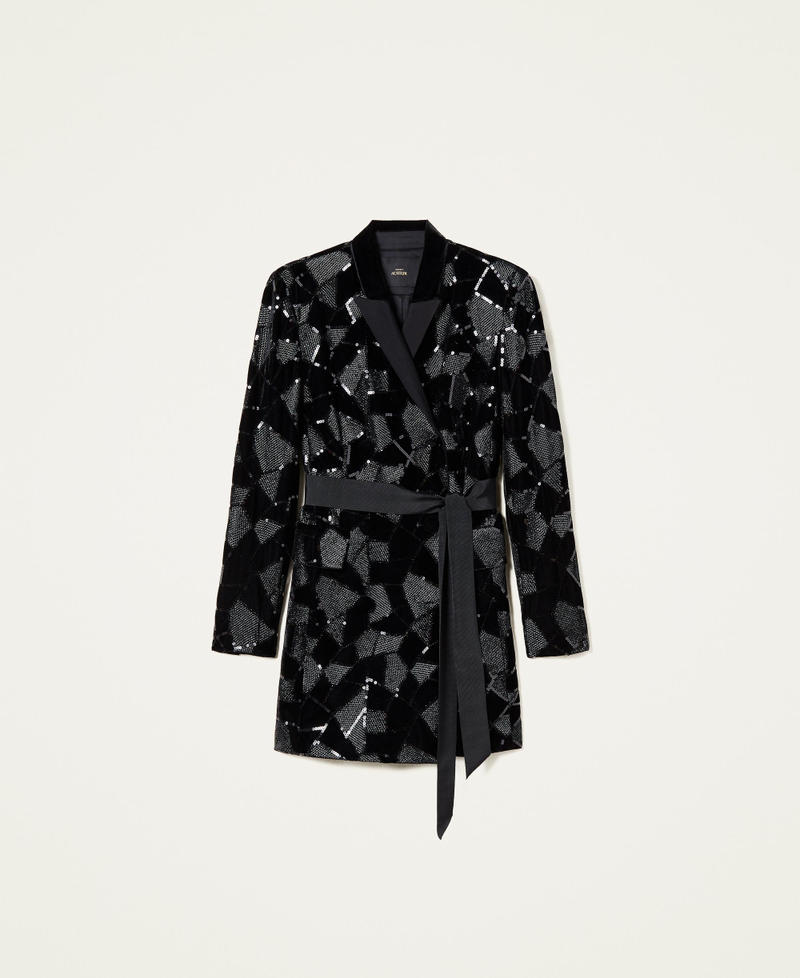 Robe en velours avec broderie de sequins