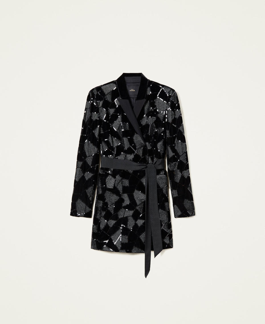 Robe en velours avec broderie de sequins