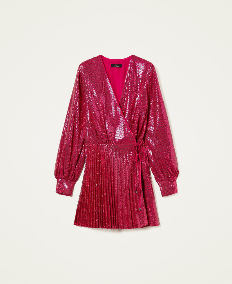 Full sequin wrap-around dress "Bright Rose” Pink Woman 222AP2710-0S