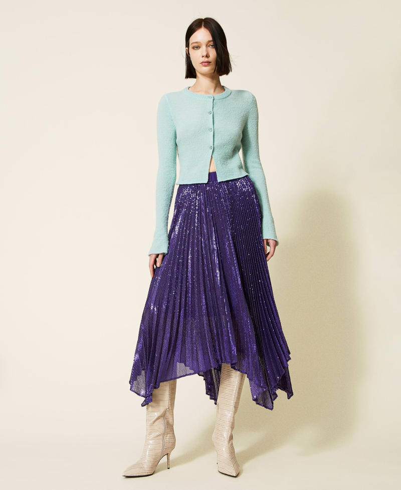 Full sequin long skirt "Indigo" Purple Woman 222AP2712-02