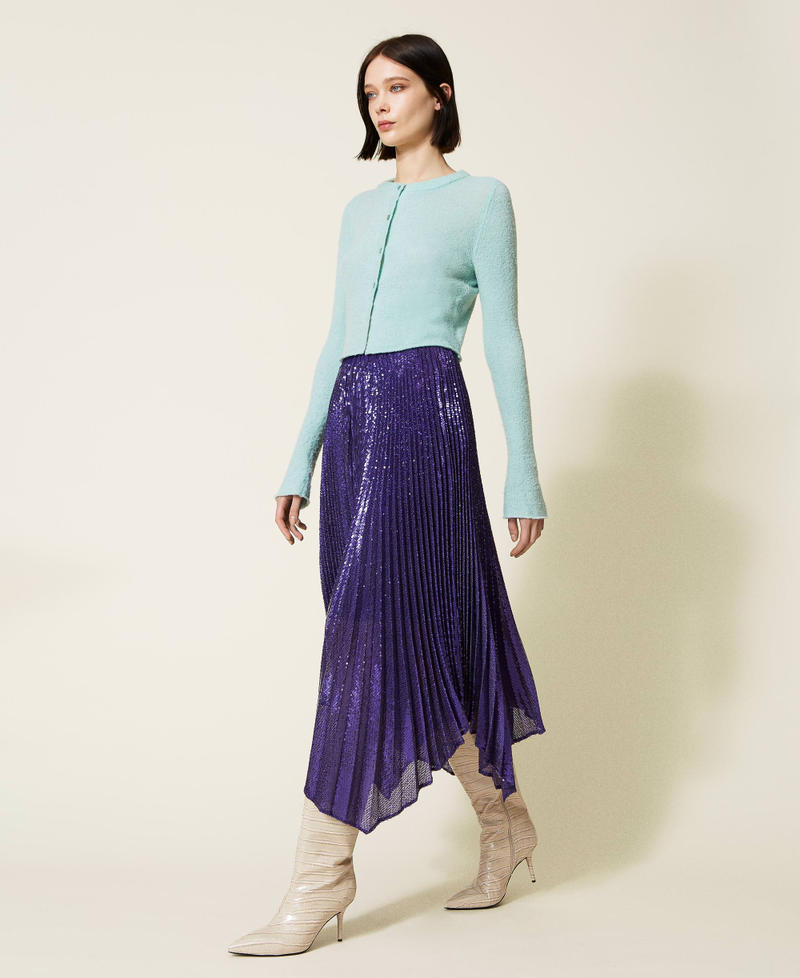 Full sequin long skirt "Indigo" Purple Woman 222AP2712-03
