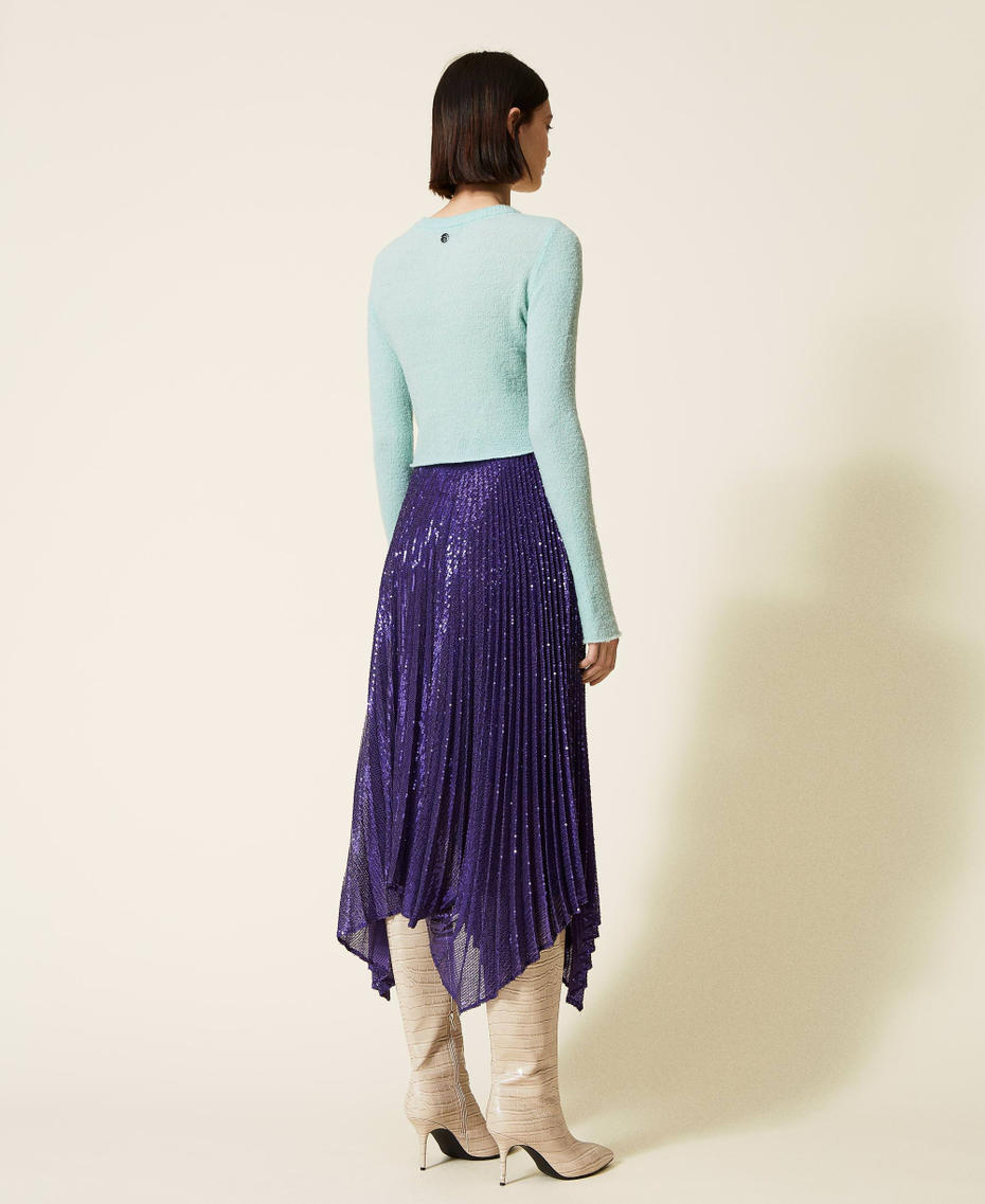 Full sequin long skirt "Indigo" Purple Woman 222AP2712-05