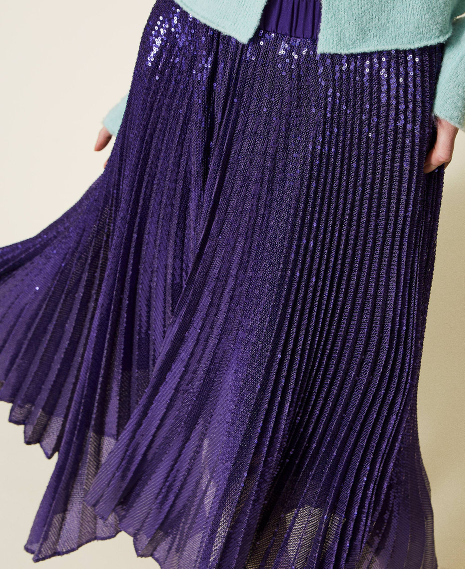 Full sequin long skirt "Indigo" Purple Woman 222AP2712-06