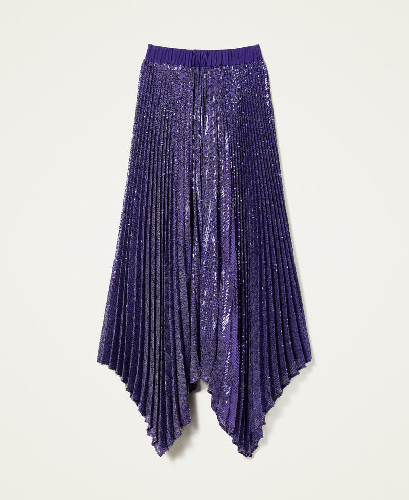 Full sequin long skirt "Indigo" Purple Woman 222AP2712-0S