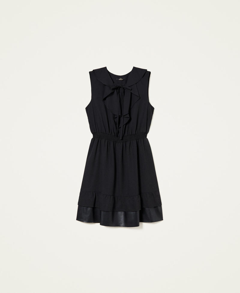 Ruffled dress with recycled polyester Black Woman 222AP272B-0S