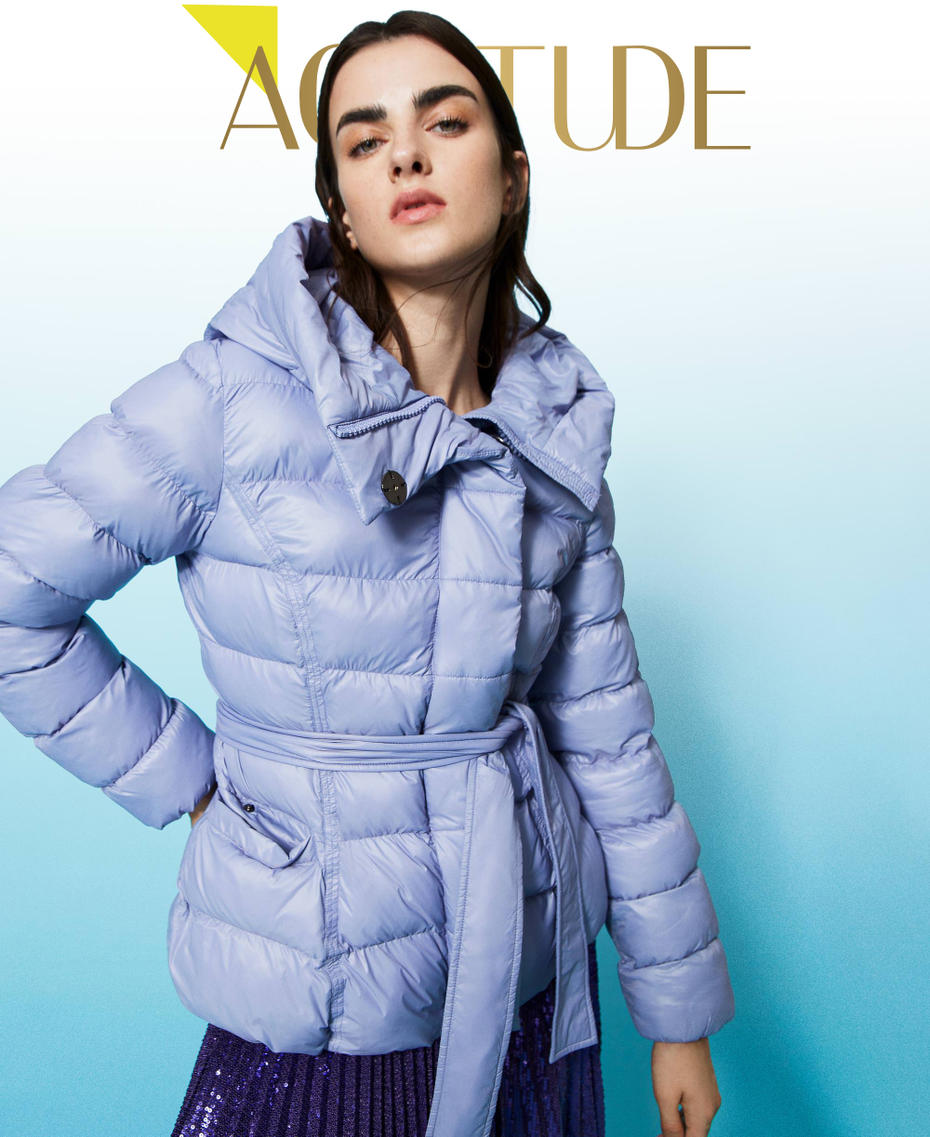 Short puffer jacket made from recycled technical fabric "Persian Violet" Purple Woman 222AP2730_10056_01