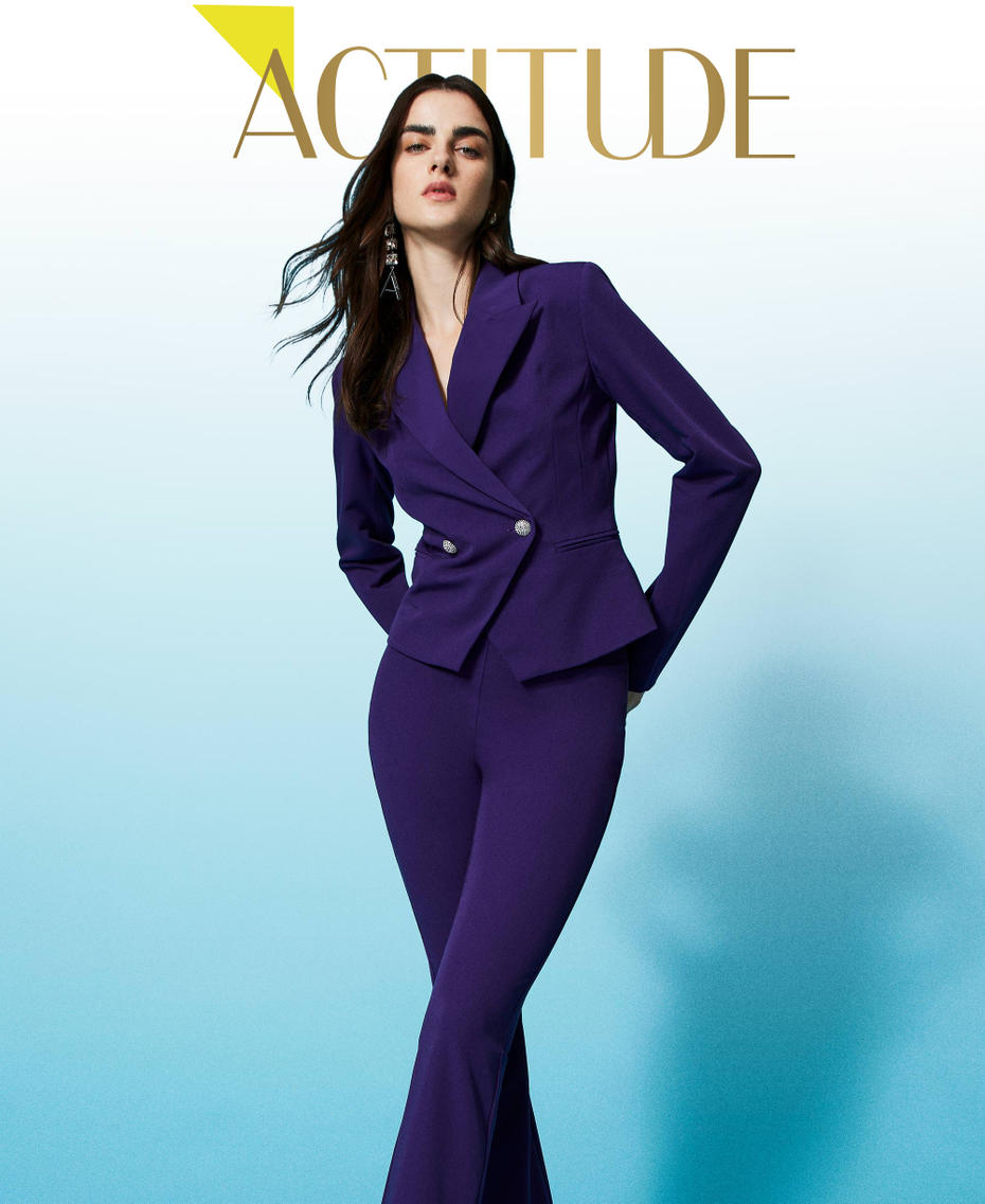 Chaqueta blazer de doble botonadura de franela Mujer Morado TWINSET Milano