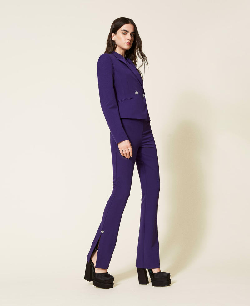 Двубортный пиджак-блейзер из фланели Фиолетовый "Индиго" женщина 222AP2760-0T