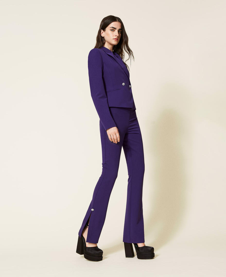 Chaqueta blazer de doble botonadura de franela Mujer Morado TWINSET Milano