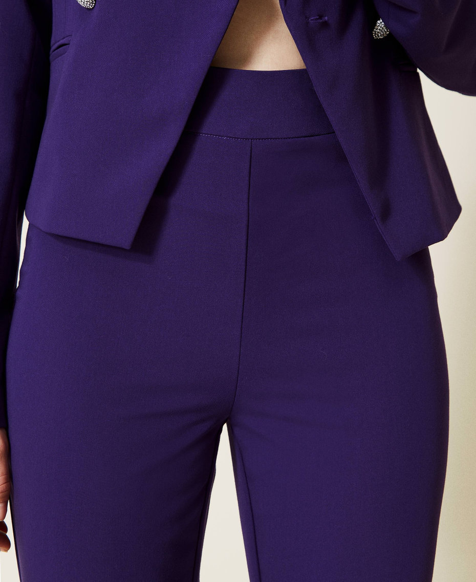 Расклешенные брюки из фланели с пуговицами-украшением Фиолетовый "Индиго" женщина 222AP2761-05