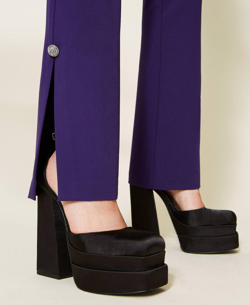 Расклешенные брюки из фланели с пуговицами-украшением Фиолетовый "Индиго" женщина 222AP2761-06