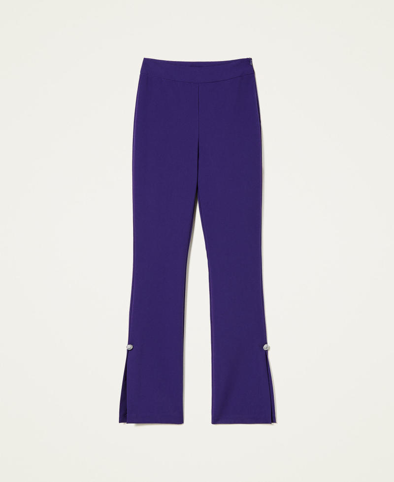 Flared flannel trousers with jewel buttons "Indigo" Purple Woman 222AP2761-0S