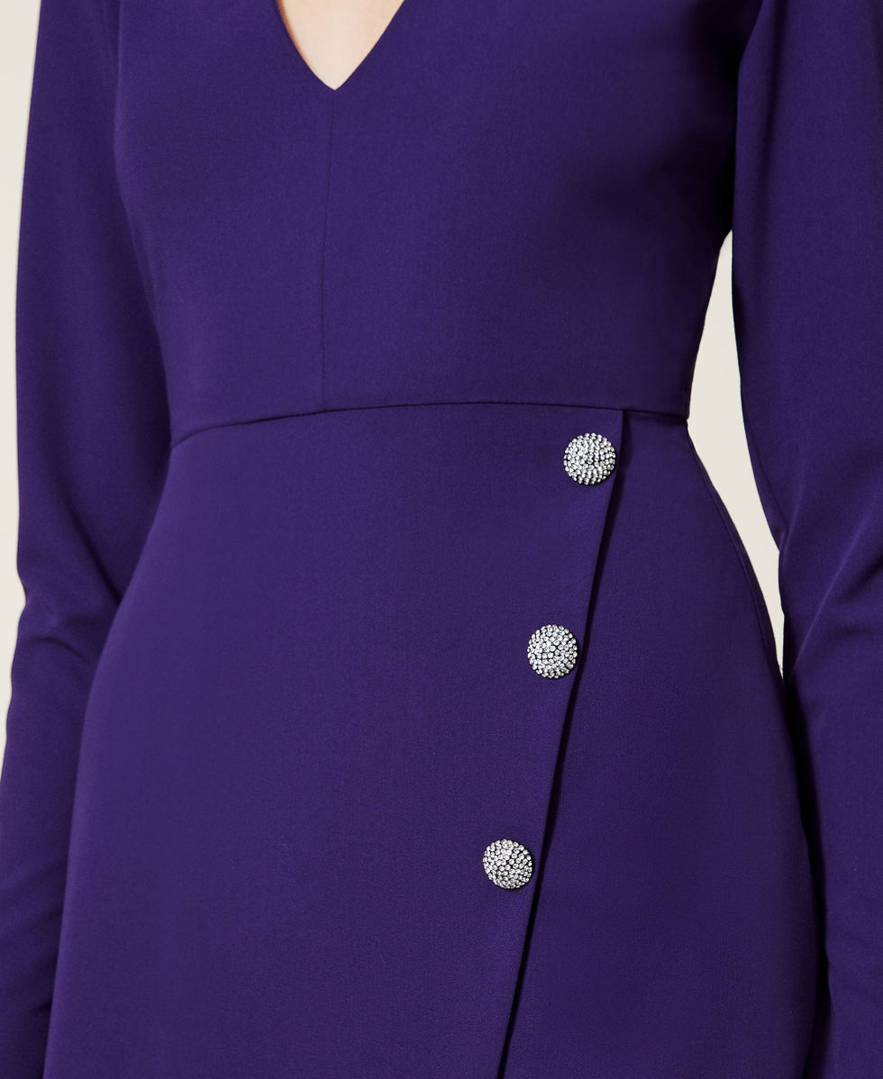 Short flannel dress with jewel buttons Woman, Purple | TWINSET Milano