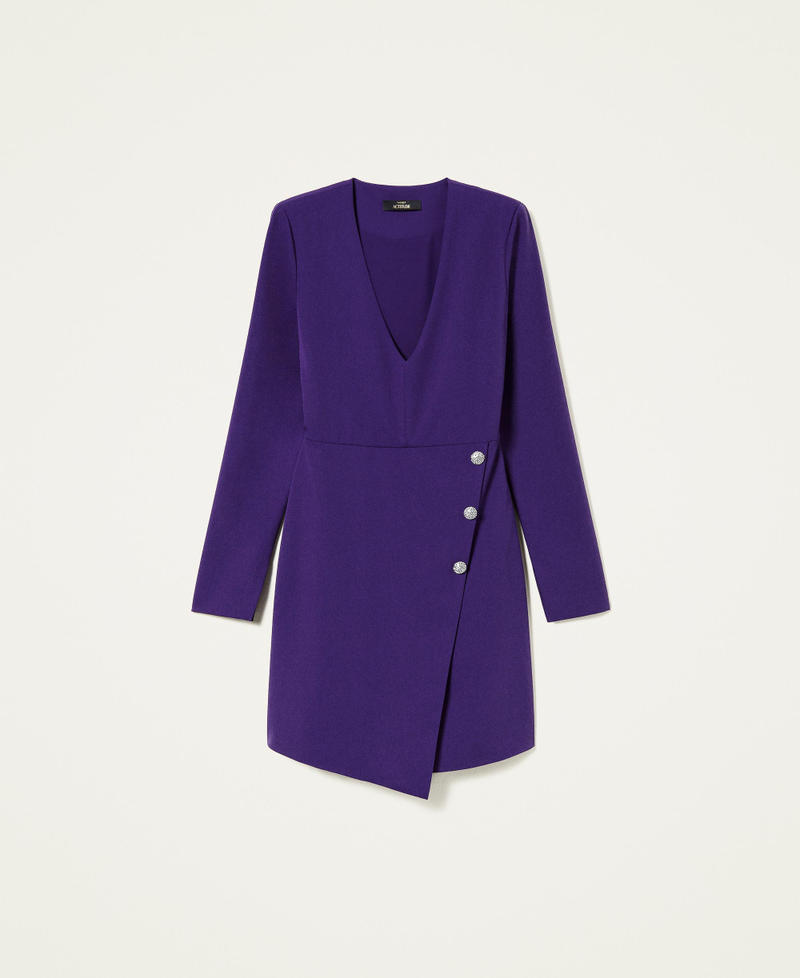 Short flannel dress with jewel buttons