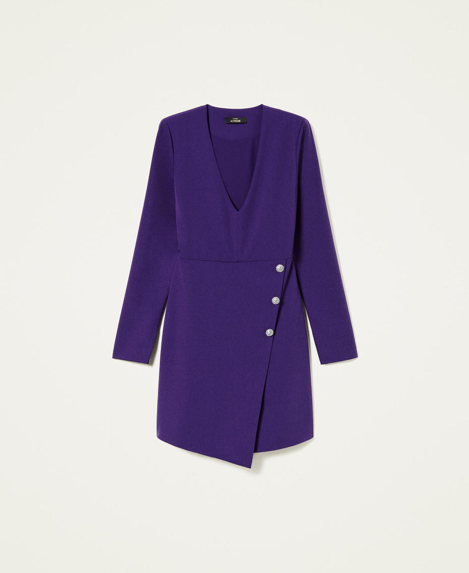 Short flannel dress with jewel buttons "Indigo" Purple Woman 222AP2764-0S