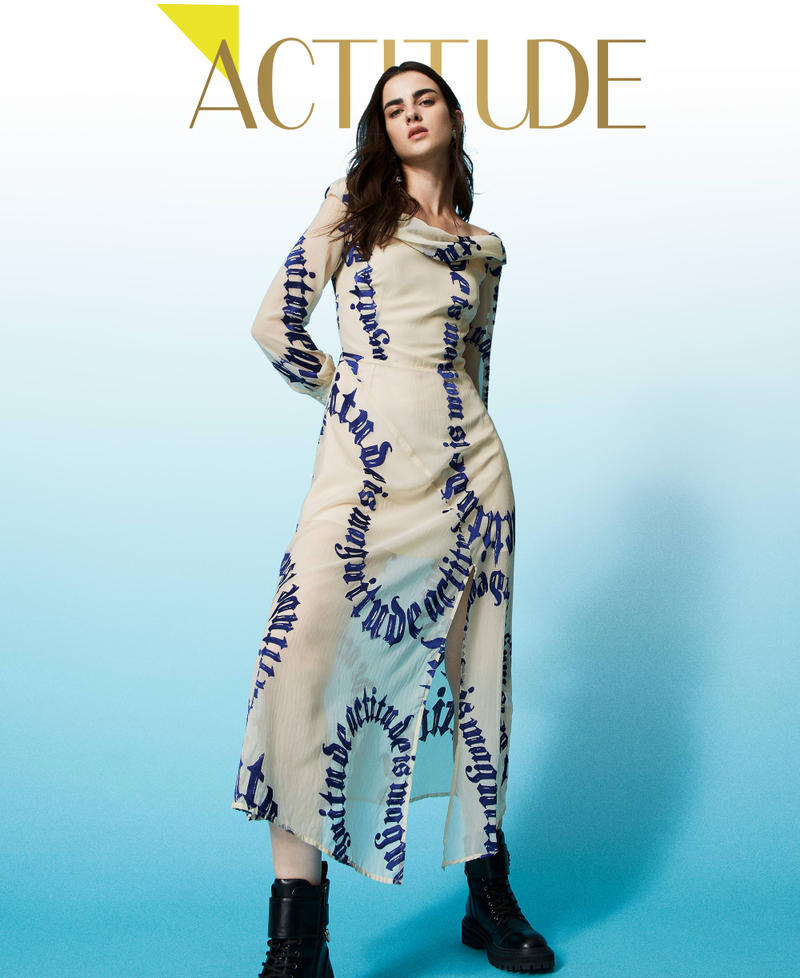 Long dress with dévoré print Parch Actitude is Magnitude Design Woman 222AP2780-01