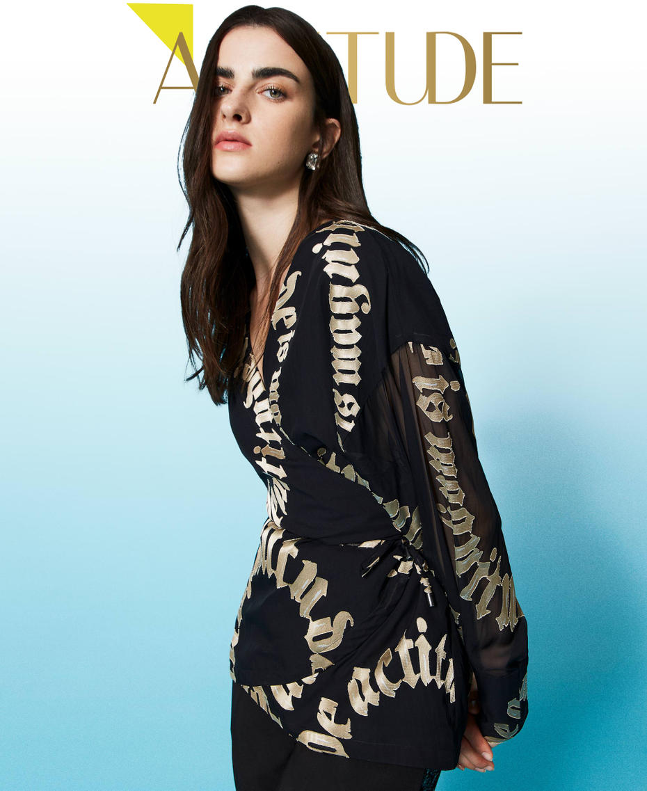 Camicia a kimono con stampa dévoré