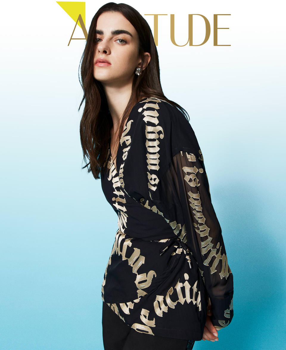 Camicia a kimono con stampa d&eacute;vor&eacute;