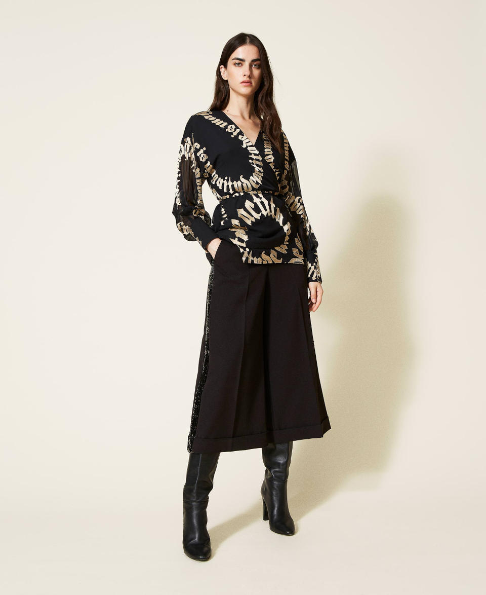 Camicia a kimono con stampa d&eacute;vor&eacute;