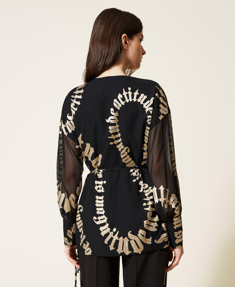 Camicia a kimono con stampa dévoré