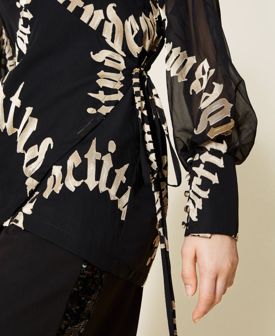 Camicia a kimono con stampa d&eacute;vor&eacute;