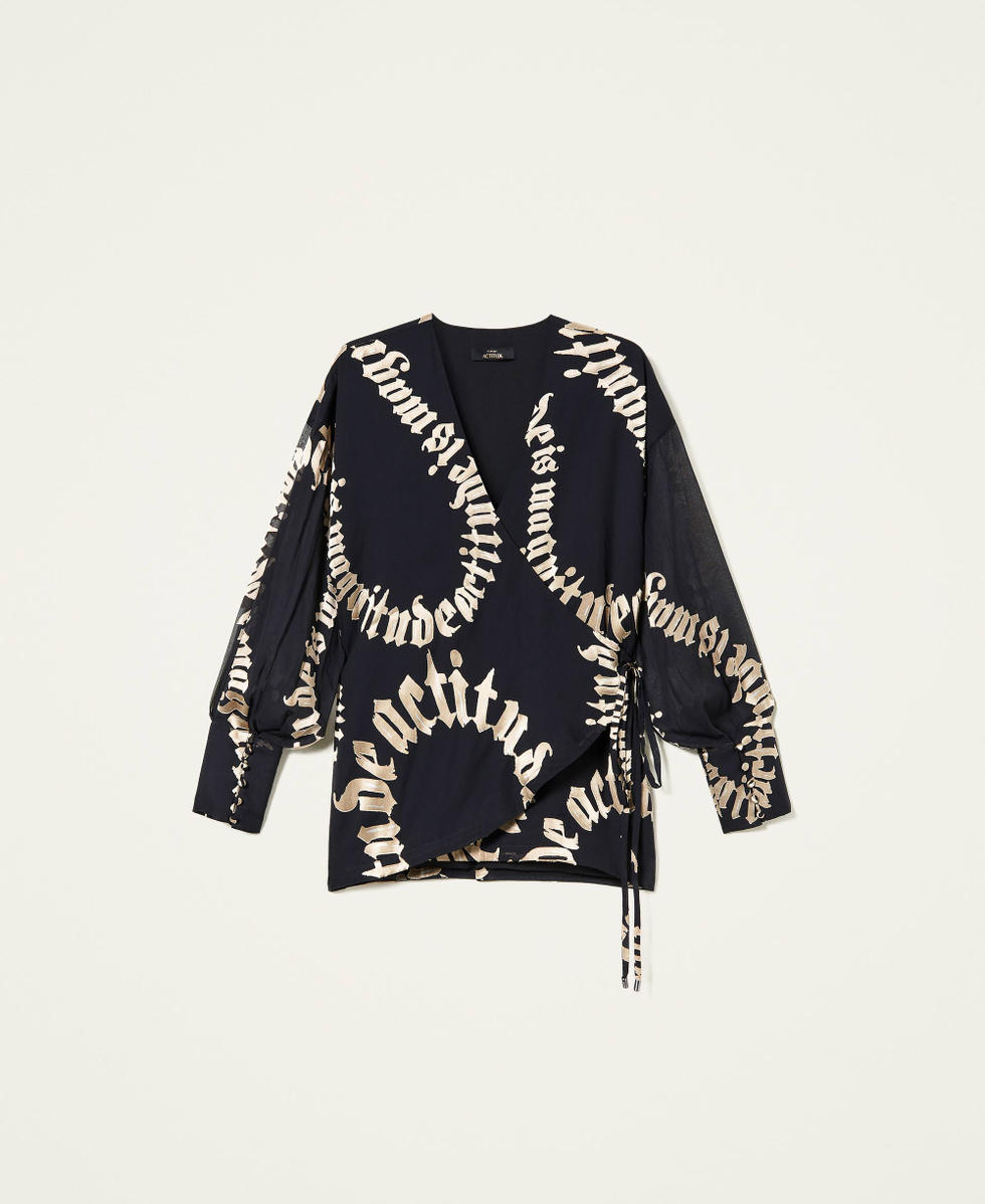 Kimono shirt with d&eacute;vor&eacute; print