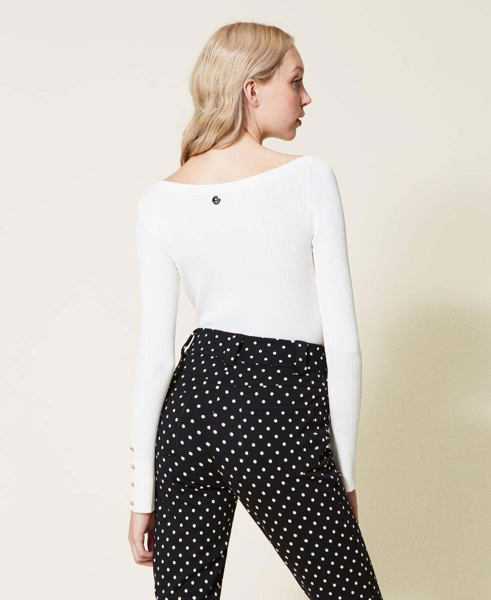 Ribbed jumper with rhinestones