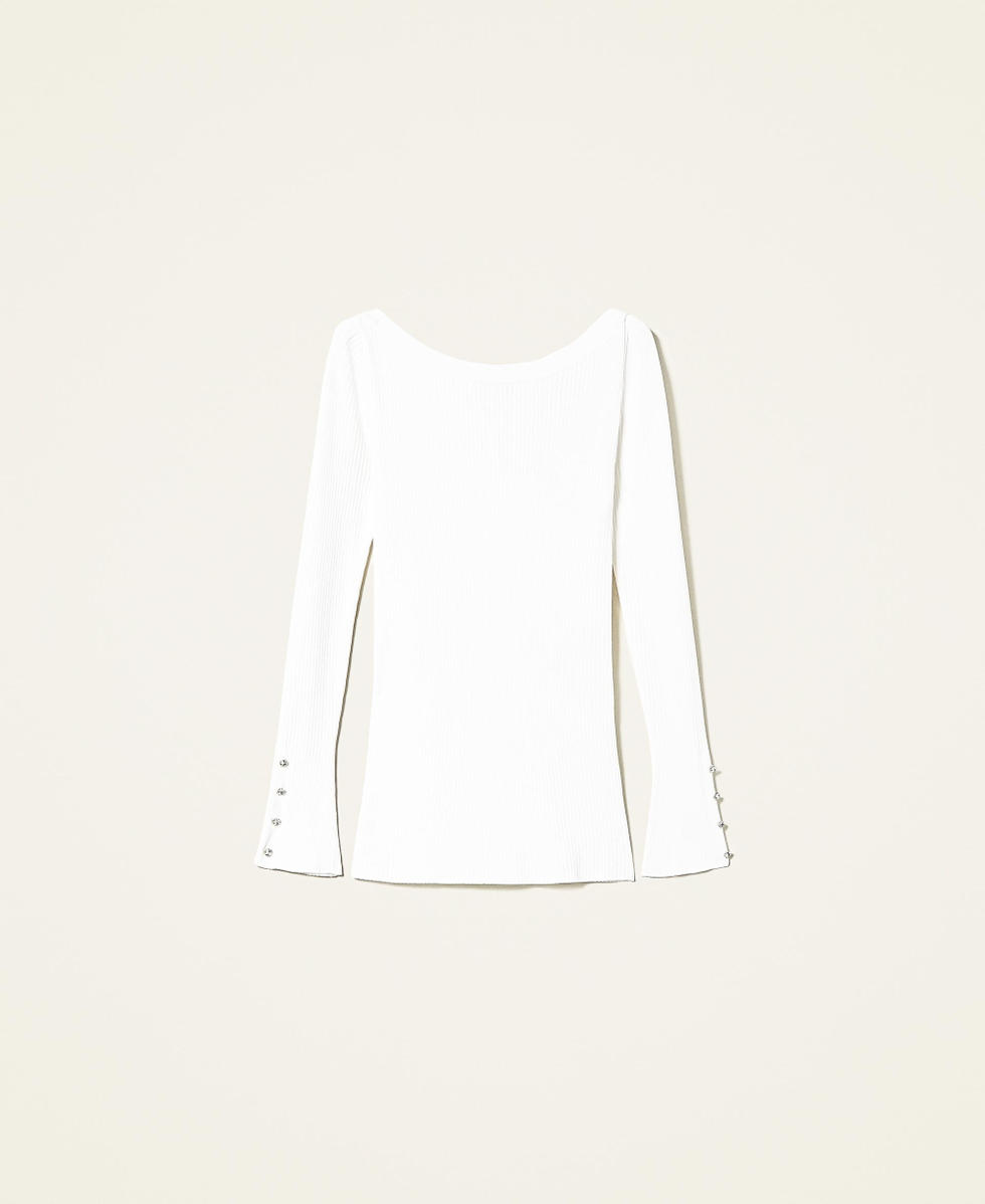 Ribbed jumper with rhinestones