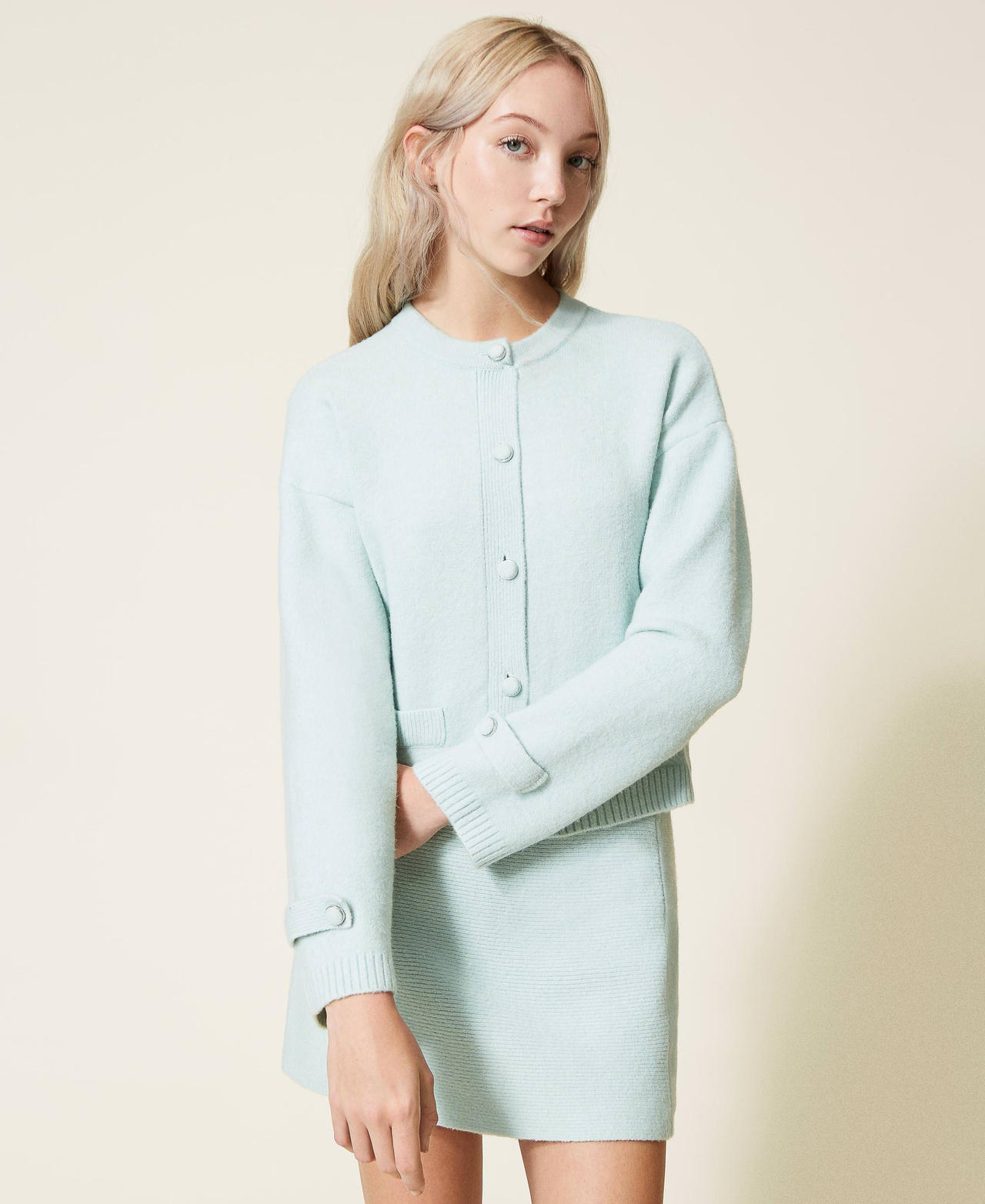 Felted-like knit cardigan