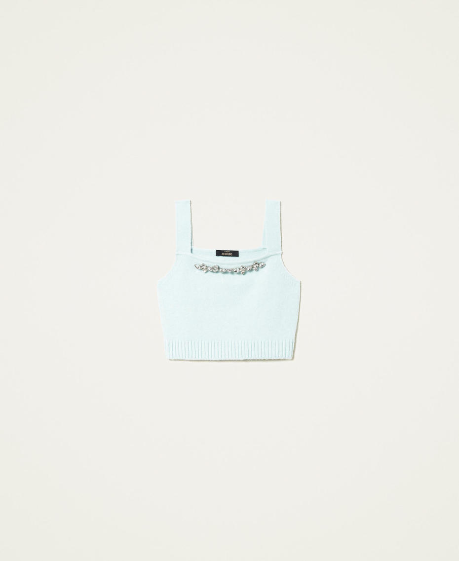 Knit top with embroidery "Lichen” Green Woman 222AP3116-0S