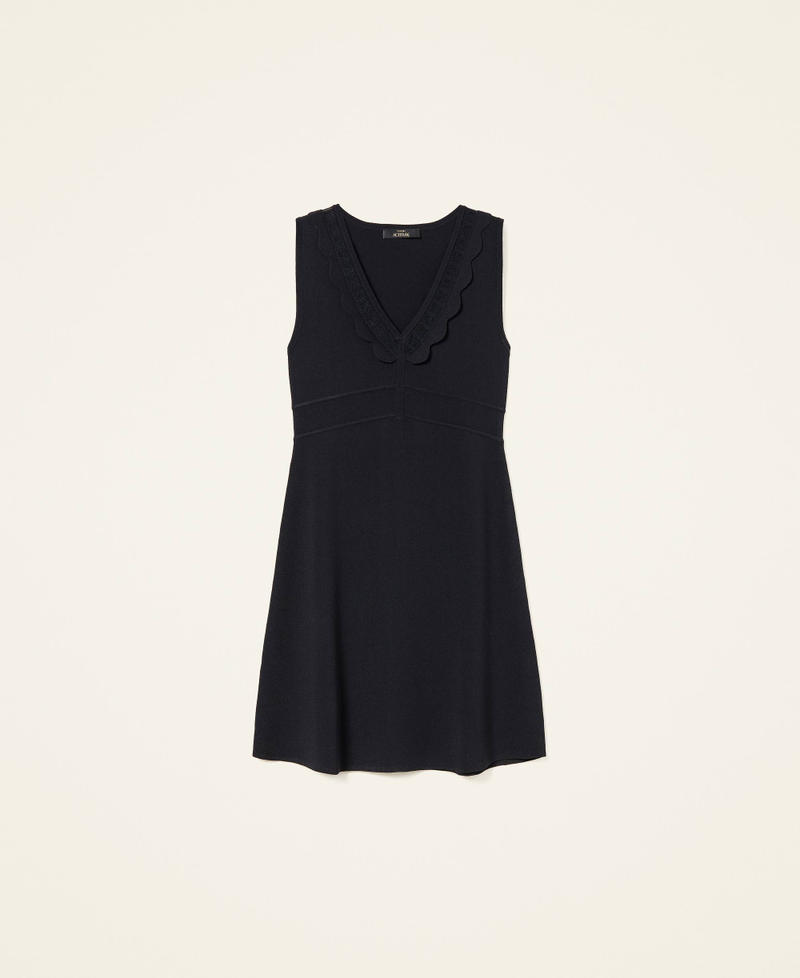 Knit dress with openwork Black Woman 222AP3173-0S