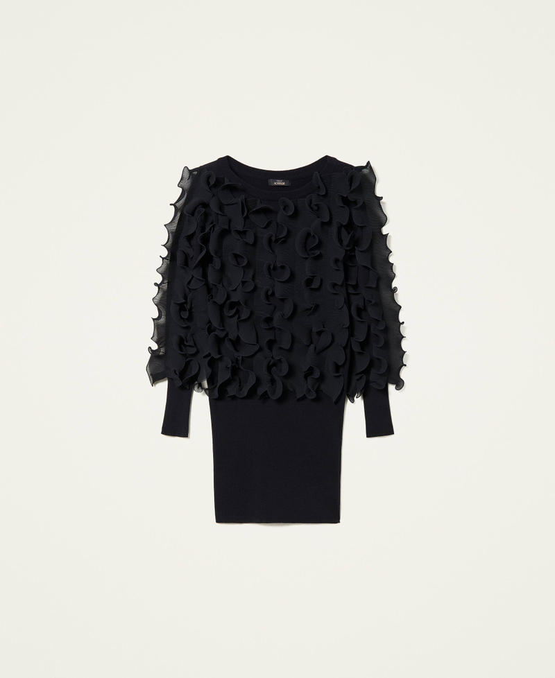 Knit dress with pleated ruffles Black Woman 222AP3230-0S
