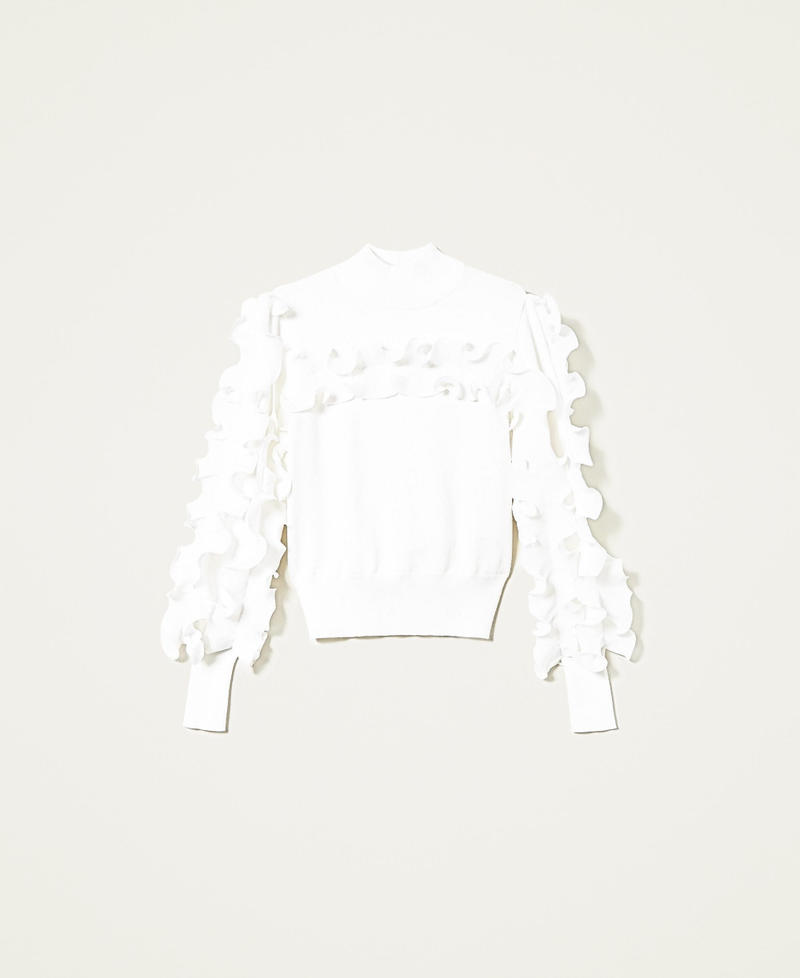 Pull col montant avec volants pliss&eacute;s