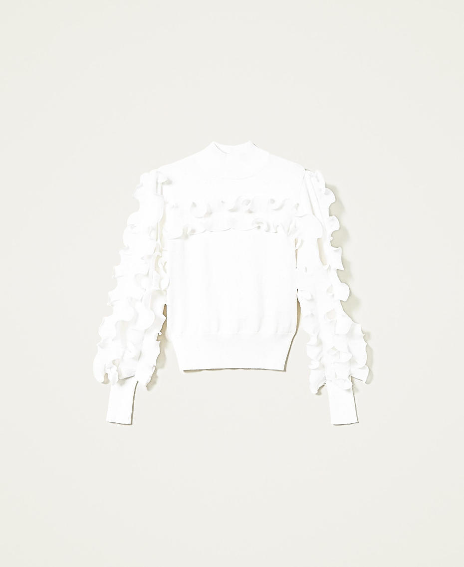 Pull col montant avec volants pliss&eacute;s