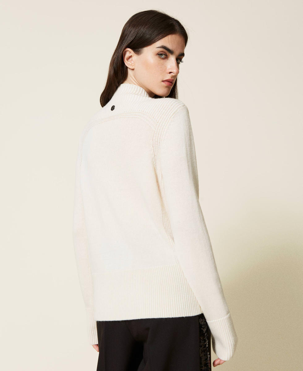Wool blend jumper with embroidery