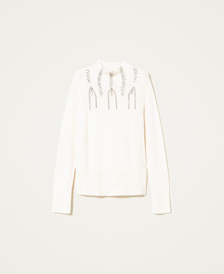 Pull en laine m&eacute;lang&eacute;e avec broderie