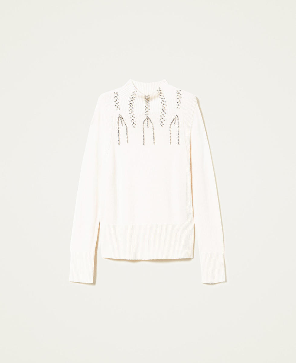 Wool blend jumper with embroidery