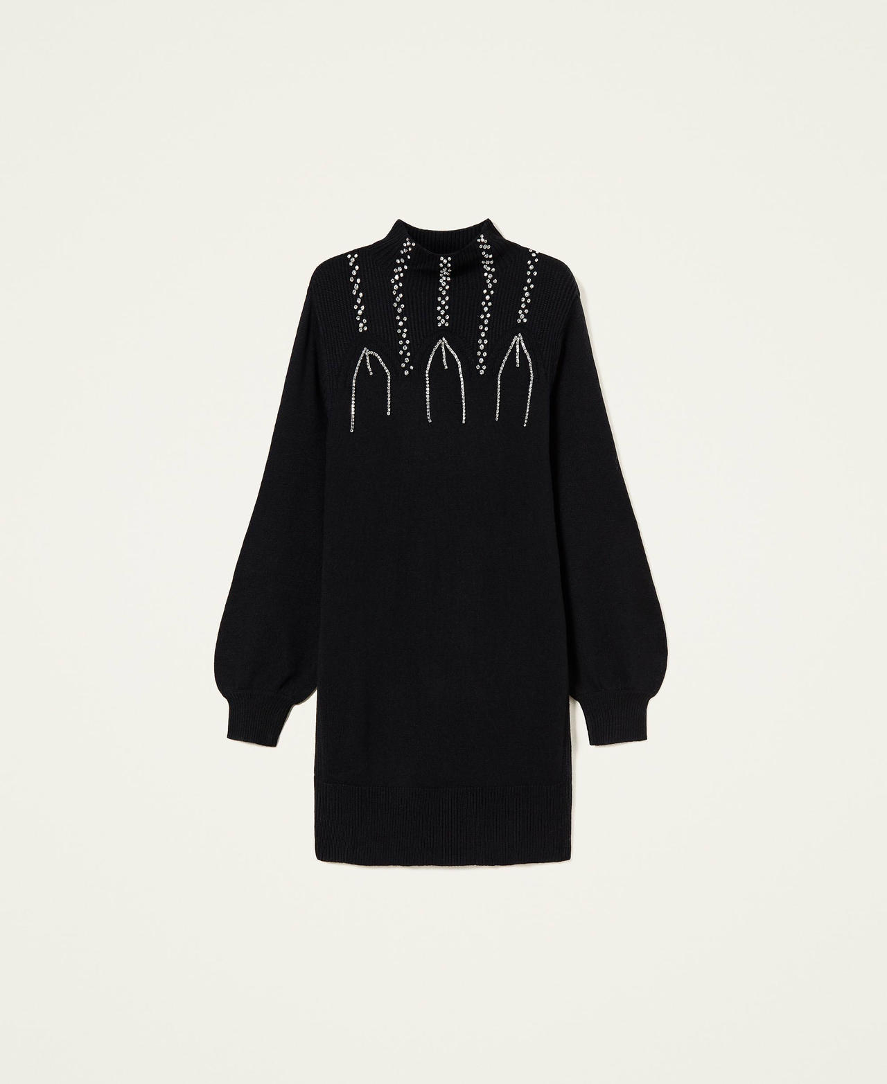 Wool blend dress with embroidery