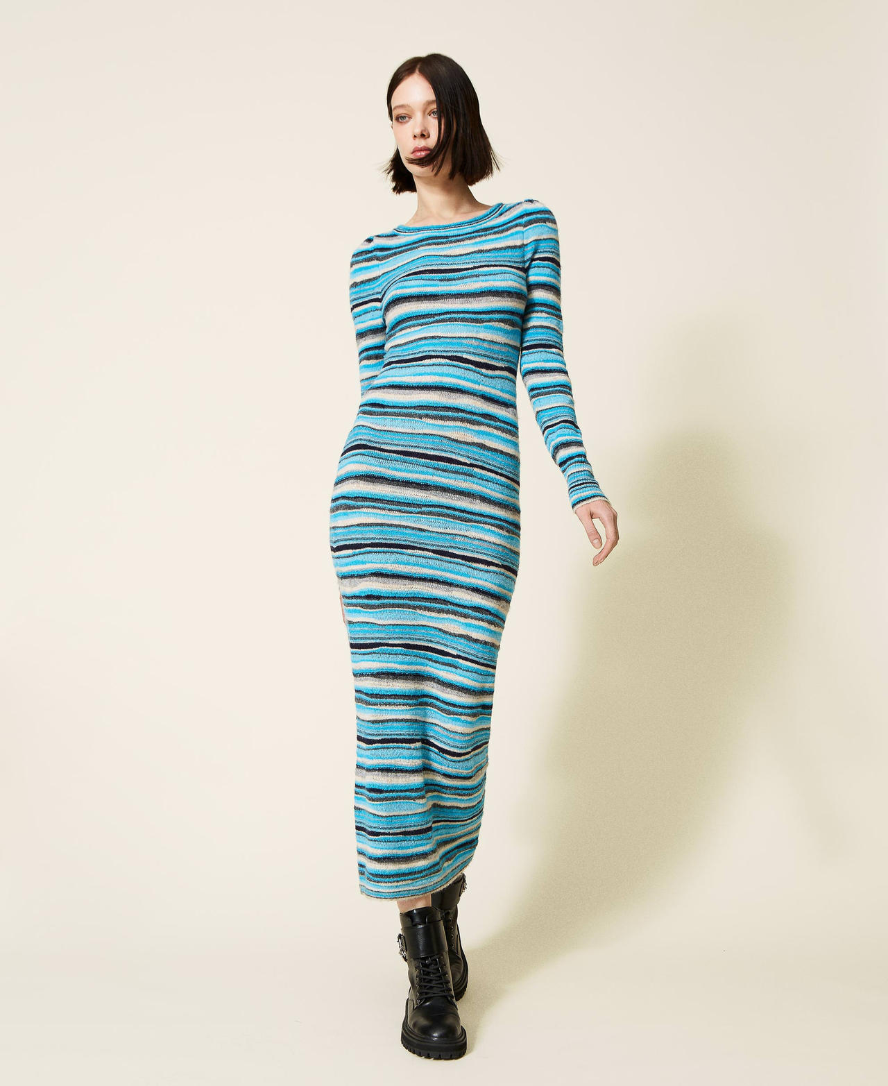 Abito lungo fitted multicolor