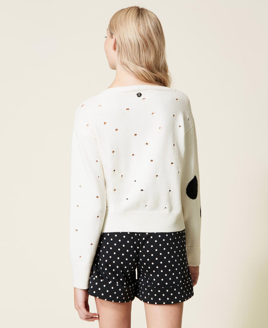 Openwork  polka dot jumper Two-tone Lily / Black Woman 222AP3400_04422_04