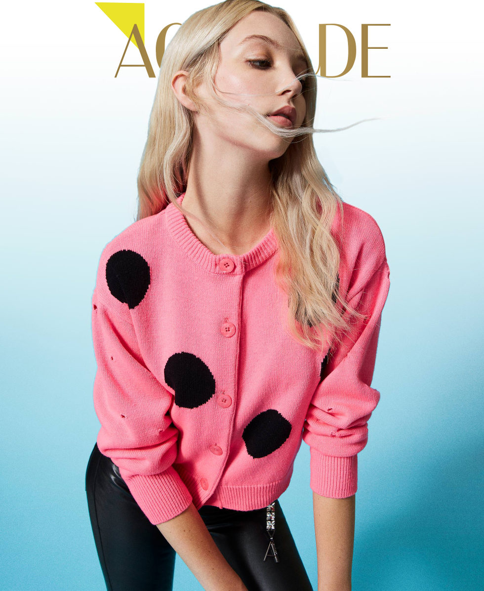 Openwork polka dot cardigan