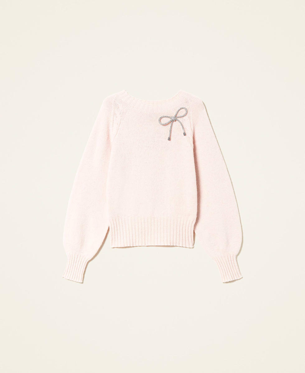 Wool blend jumper with brooch