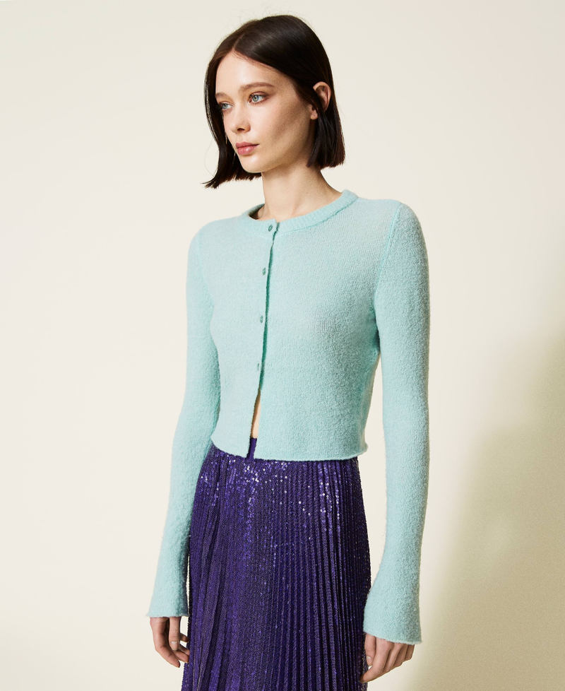 Boucl&eacute; wool blend cardigan