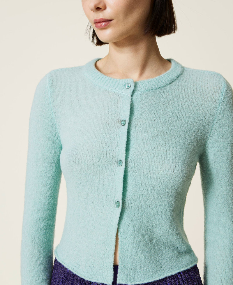 Bouclé wool blend cardigan "Lichen” Green Woman 222AP3471-05