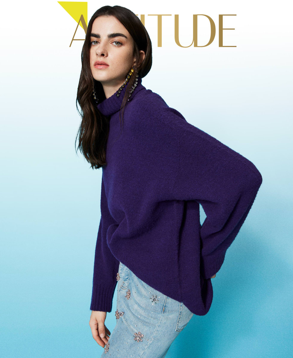 Pull regular sans coutures en laine melangee Femme Violet TWINSET Milano