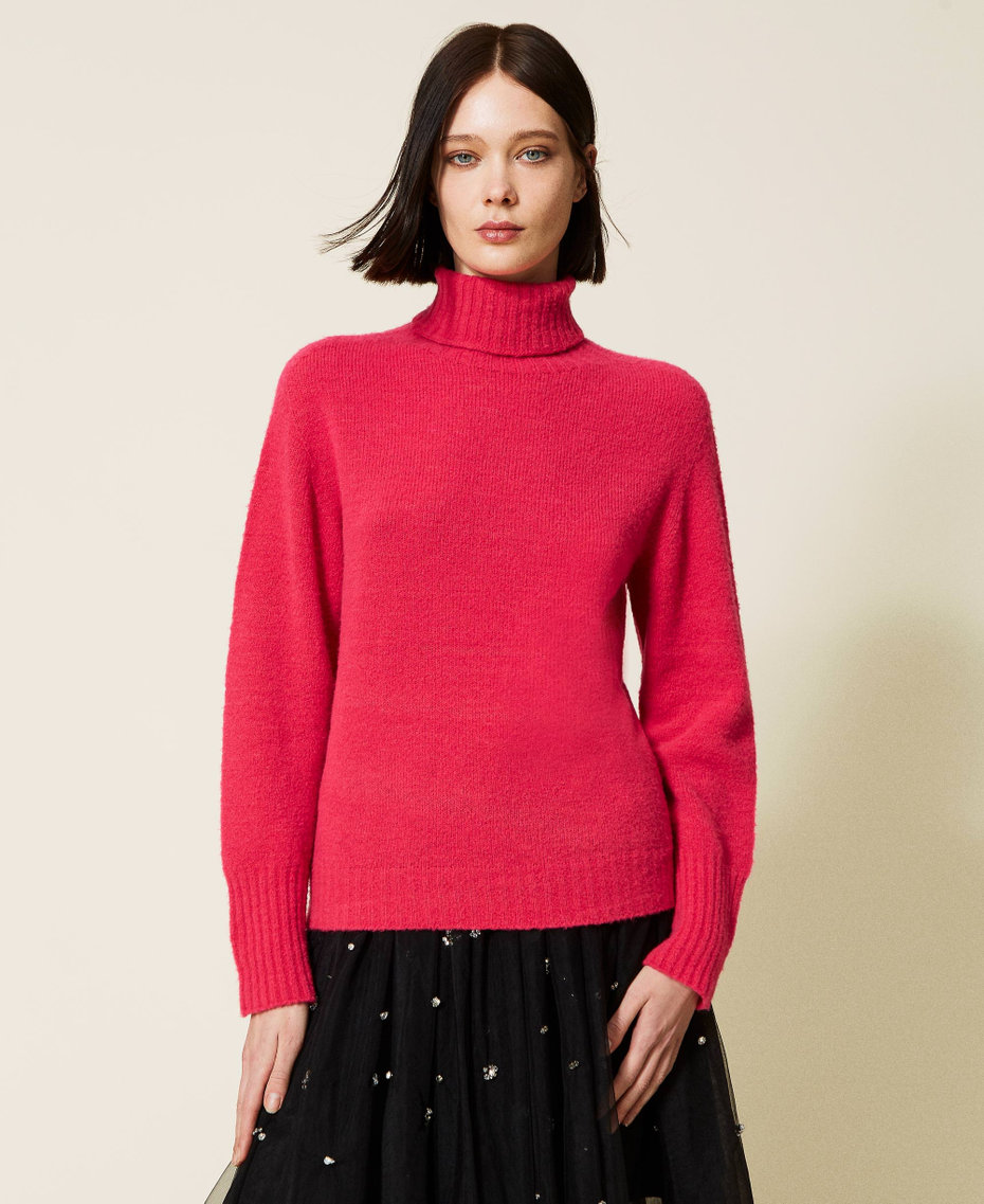 Seamless wool blend jumper "Bright Rose” Pink Woman 222AP3521-05