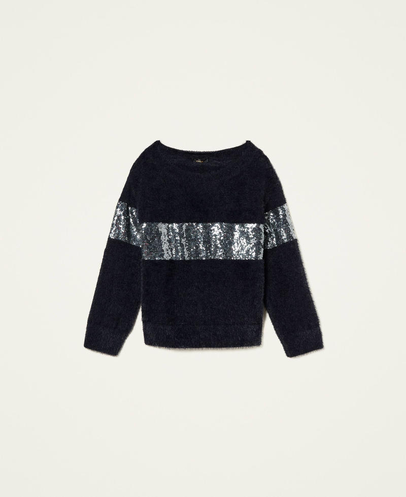 Maxi jumper with tulle and sequins Black Woman 222AP3541_00006_0S