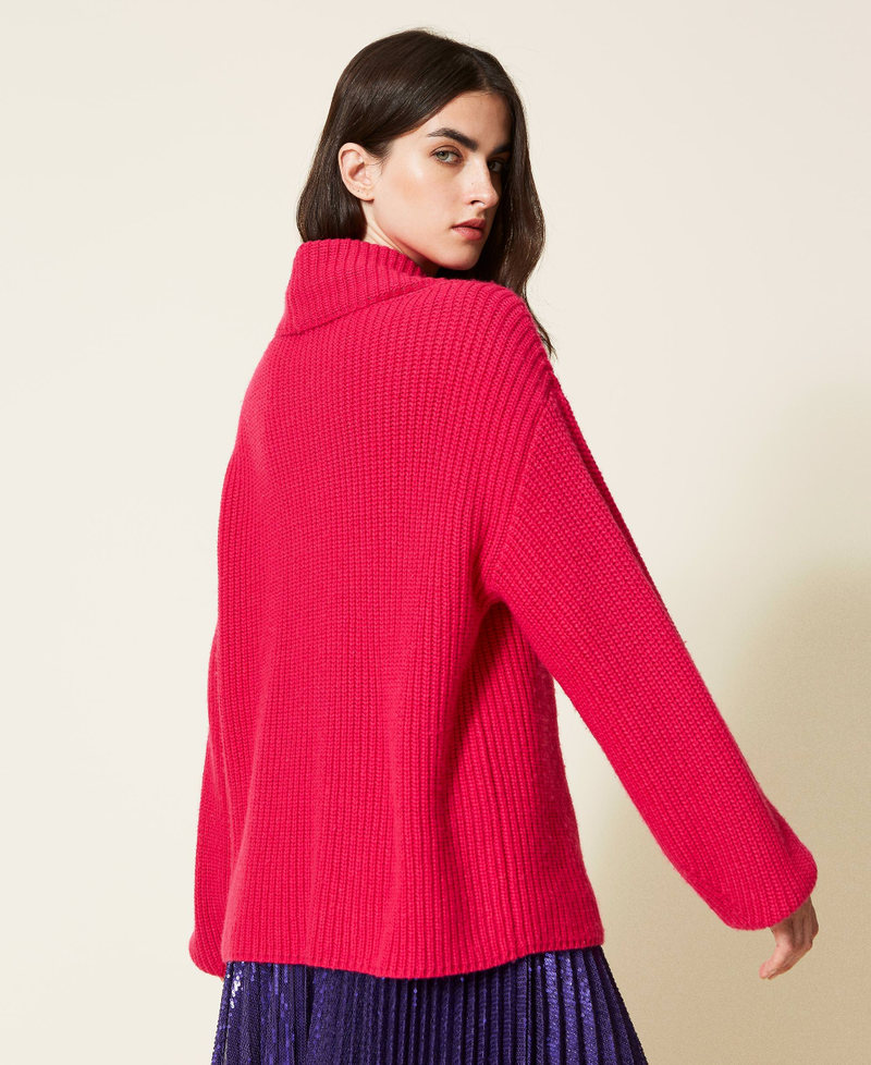 Maxi jumper with rhinestone fringes Woman, Pink | TWINSET Milano