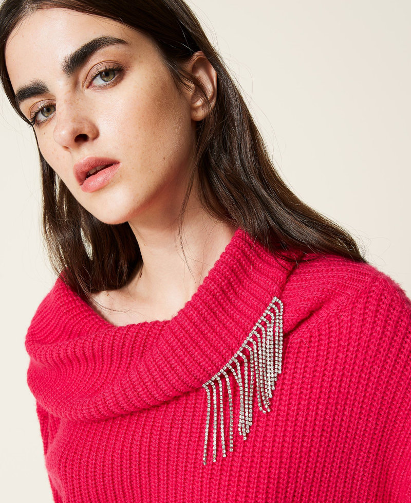 Maxi pull avec franges strass&eacute;es