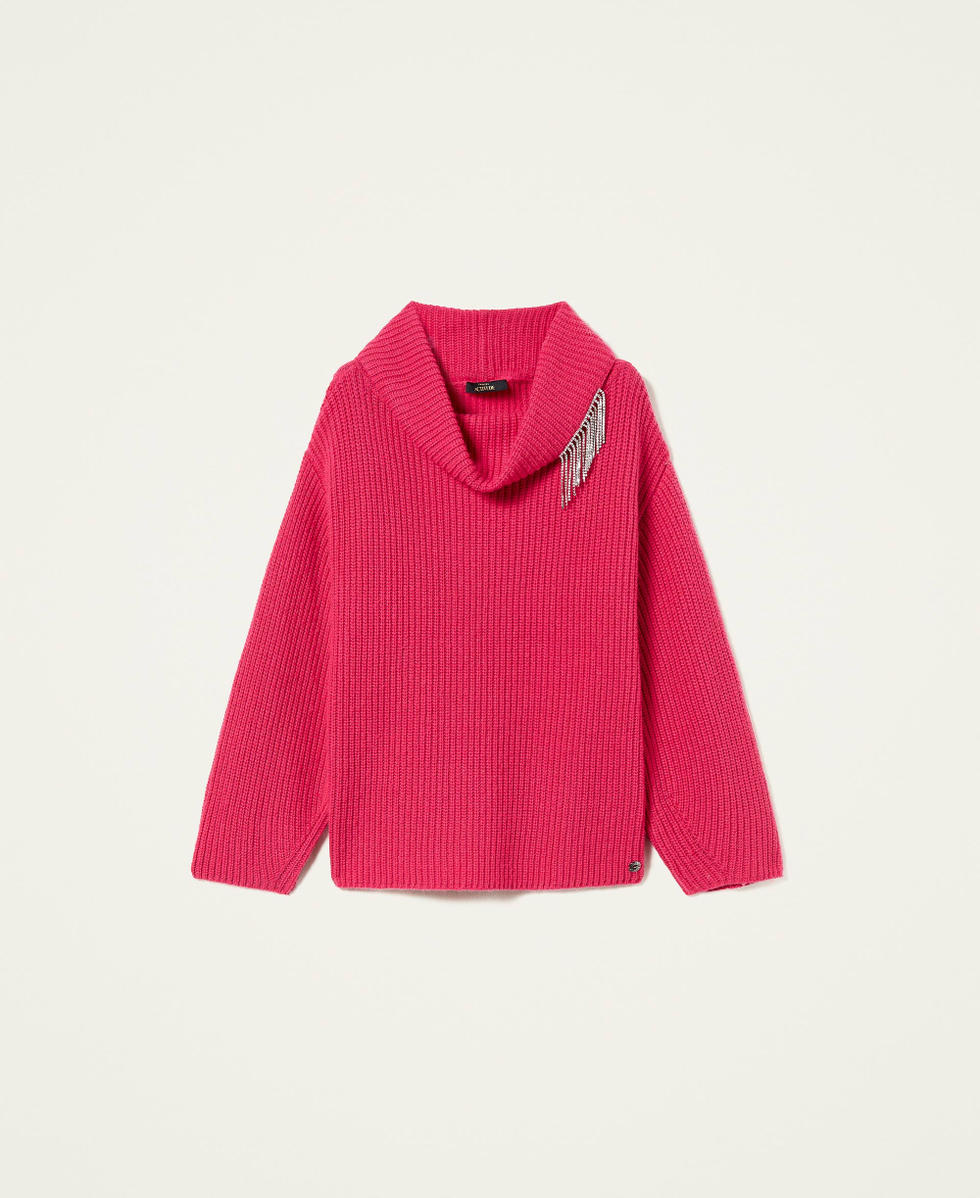 Maxi pull avec franges strass&eacute;es